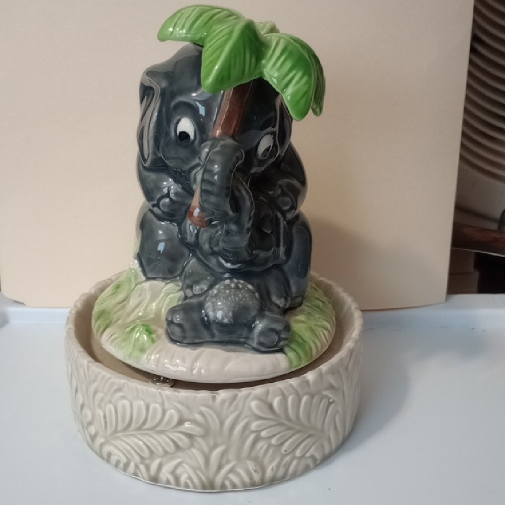 Ceramic Elephant Music Box